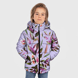 Куртка зимняя для мальчика Цветы Вересковый Сад, цвет: 3D-светло-серый — фото 2