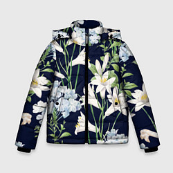 Зимняя куртка для мальчика Цветы Белые Лилии В Саду