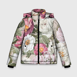 Куртка зимняя для мальчика Цветы Розовый Сад Пион и Роз, цвет: 3D-красный