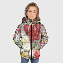 Куртка зимняя для мальчика Цветы Красочный Садовый Букет, цвет: 3D-светло-серый — фото 2