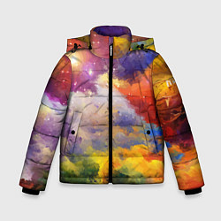 Куртка зимняя для мальчика Красочный горный пейзаж Грузия Colorful mountain l, цвет: 3D-черный