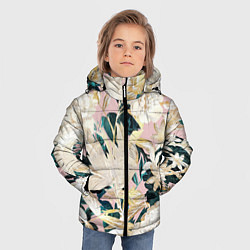 Куртка зимняя для мальчика Цветы Королевский Цветочный Узор, цвет: 3D-черный — фото 2