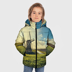 Куртка зимняя для мальчика Мельница в поле, цвет: 3D-красный — фото 2