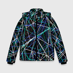 Куртка зимняя для мальчика ПЕРЕСЕКАЮЩИЕ ЦВЕТНЫЕ ЛИНИИ, цвет: 3D-светло-серый