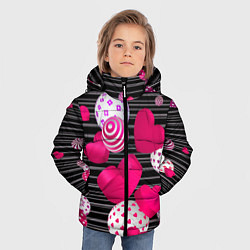 Куртка зимняя для мальчика ОПТИЧЕСКАЯ ИЛЛЮЗИЯ ШАРОВ И СЕРДЕЦ, цвет: 3D-черный — фото 2