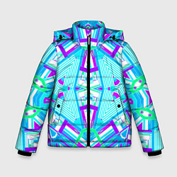 Зимняя куртка для мальчика Геометрический орнамент в голубых тонах