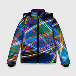 Зимняя куртка для мальчика Разноцветные неоновые линии Абстракция Multicolore