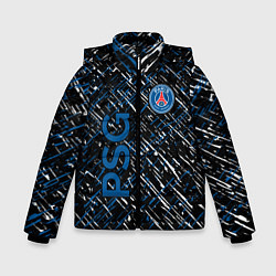 Куртка зимняя для мальчика Псж синие белые чёрточки, цвет: 3D-черный