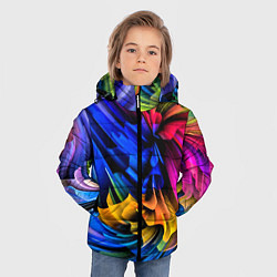 Куртка зимняя для мальчика Абстрактная неоновая композиция Abstract neon comp, цвет: 3D-красный — фото 2