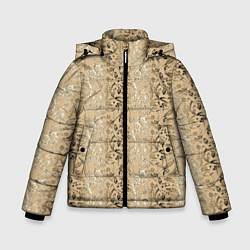Куртка зимняя для мальчика Бежевые абстрактные узоры, цвет: 3D-черный