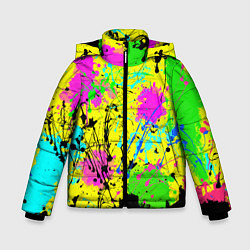 Зимняя куртка для мальчика Абстрактная картина в разноцветный неоновых тонах