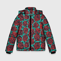 Куртка зимняя для мальчика Розы тату, цвет: 3D-красный