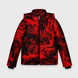 Куртка зимняя для мальчика Красный дым Red Smoke Красные облака, цвет: 3D-черный