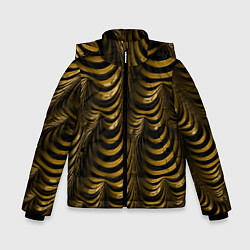Куртка зимняя для мальчика Черная с золотым оптическая иллюзия Абстракция, цвет: 3D-черный