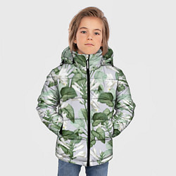 Куртка зимняя для мальчика Цветы Белые Хосты, цвет: 3D-светло-серый — фото 2