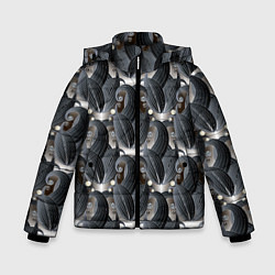 Куртка зимняя для мальчика Стильные черные листья, цвет: 3D-черный