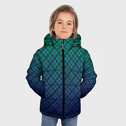Куртка зимняя для мальчика Клетчатый узор на сине-зеленом градиентном фоне, цвет: 3D-красный — фото 2