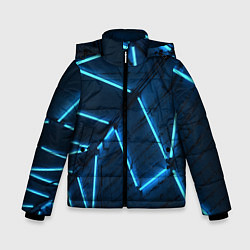 Куртка зимняя для мальчика Неоновые лампы и кирпичный эффект - Голубой, цвет: 3D-черный