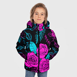 Куртка зимняя для мальчика Авангардный паттерн из роз Лето, цвет: 3D-черный — фото 2