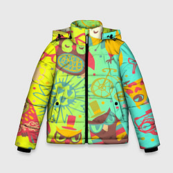 Куртка зимняя для мальчика Весёлые совы, цвет: 3D-черный