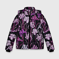Куртка зимняя для мальчика Цветы Фиолетовые Ирисы, цвет: 3D-красный