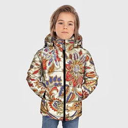Куртка зимняя для мальчика Цветочный винтажный орнамент, цвет: 3D-светло-серый — фото 2