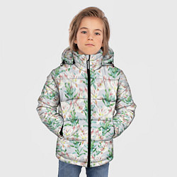Куртка зимняя для мальчика Цветы Нежные Лилии, цвет: 3D-светло-серый — фото 2
