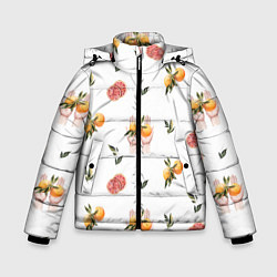 Куртка зимняя для мальчика Узор Руки и Апельсины, цвет: 3D-светло-серый