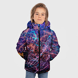 Куртка зимняя для мальчика Неоновые сети - Синий, цвет: 3D-черный — фото 2