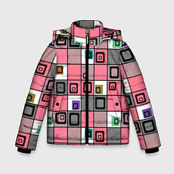 Куртка зимняя для мальчика Розовый геометрический узор Geometric shapes, цвет: 3D-черный