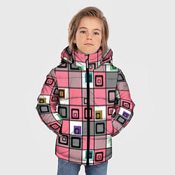 Куртка зимняя для мальчика Розовый геометрический узор Geometric shapes, цвет: 3D-черный — фото 2