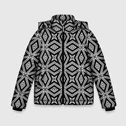 Зимняя куртка для мальчика Черно-белый узор геометрический ромбы