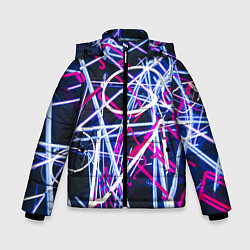 Зимняя куртка для мальчика Неоновые хаотичные линии и буквы - Синий