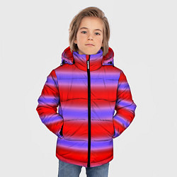 Куртка зимняя для мальчика Striped pattern мягкие размытые полосы красные фио, цвет: 3D-черный — фото 2