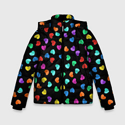 Зимняя куртка для мальчика Сердечки разноцветные на черном