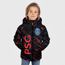Куртка зимняя для мальчика Psg красные синие чёрточки, цвет: 3D-черный — фото 2