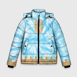 Куртка зимняя для мальчика Славянская тай-дай рубаха, цвет: 3D-светло-серый