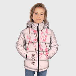 Куртка зимняя для мальчика Ветка Нежной Сакуры, цвет: 3D-черный — фото 2