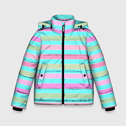 Зимняя куртка для мальчика Pink turquoise stripes horizontal Полосатый узор