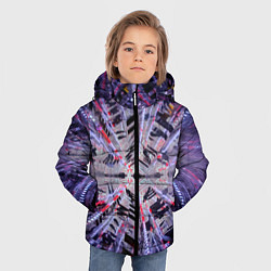 Куртка зимняя для мальчика Неоновый абстрактный коридор - Фиолетовый, цвет: 3D-красный — фото 2
