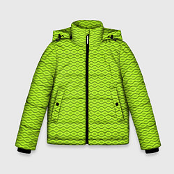 Куртка зимняя для мальчика Зеленые абстрактные линии, цвет: 3D-светло-серый