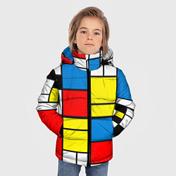 Куртка зимняя для мальчика Texture of squares rectangles, цвет: 3D-черный — фото 2