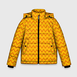 Куртка зимняя для мальчика Оранжевые линии зиг-заги, цвет: 3D-черный