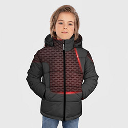 Куртка зимняя для мальчика Объемная красная сетка на черной пластине, цвет: 3D-светло-серый — фото 2