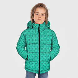 Куртка зимняя для мальчика Бирюзовые узоры паттерн, цвет: 3D-светло-серый — фото 2