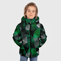 Куртка зимняя для мальчика Зеленый, серый и черный геометрический, цвет: 3D-черный — фото 2
