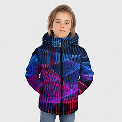 Куртка зимняя для мальчика Неоновые электронные волнообразные линии, цвет: 3D-светло-серый — фото 2