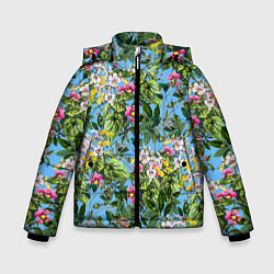 Куртка зимняя для мальчика Милые Цветы, цвет: 3D-светло-серый