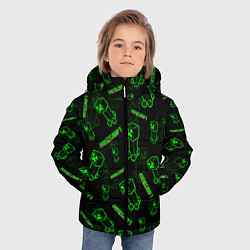 Куртка зимняя для мальчика Minecraft - Creeper салатовый неон, цвет: 3D-черный — фото 2