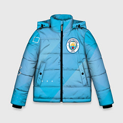 Куртка зимняя для мальчика Manchester city Голубая абстракция, цвет: 3D-светло-серый